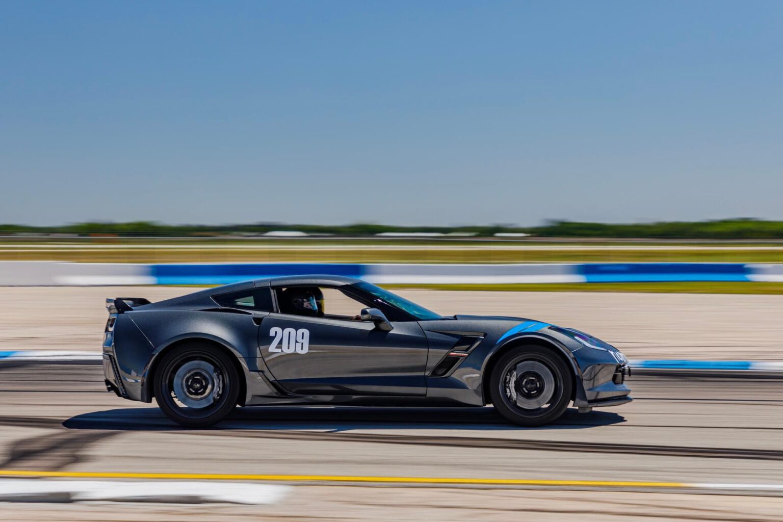 Corvette #209 at full speed on Sebring